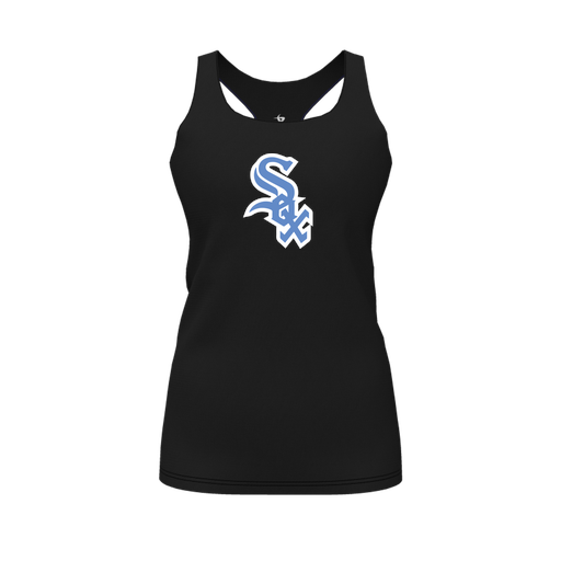 [CUS-DFW-RCBK-PER-BLK-FYS-LOGO1] Racerback Tank Top (Female Youth S, Black, Logo 1)