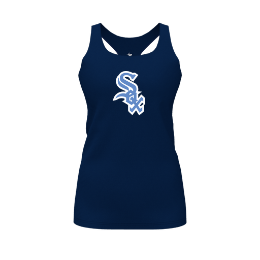 [CUS-DFW-RCBK-PER-NVY-FYS-LOGO1] Racerback Tank Top (Female Youth S, Navy, Logo 1)