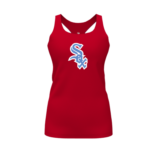 [CUS-DFW-RCBK-PER-RED-FYS-LOGO1] Racerback Tank Top (Female Youth S, Red, Logo 1)
