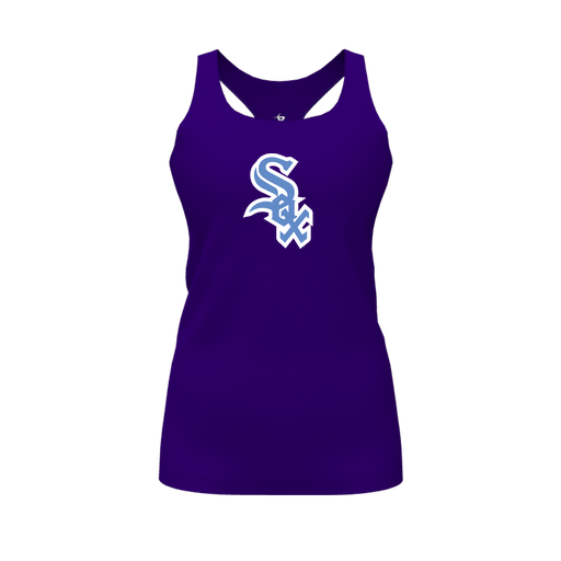 [CUS-DFW-RCBK-PER-PUR-FYS-LOGO1] Racerback Tank Top (Female Youth S, Purple, Logo 1)