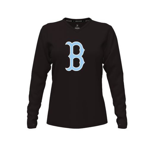 [FTLVCFBK-FYXS-LOGO3] Decker Comfort T-Shirt (Female Youth XS, Black, V Neck, Logo 3, Long Sleeve)