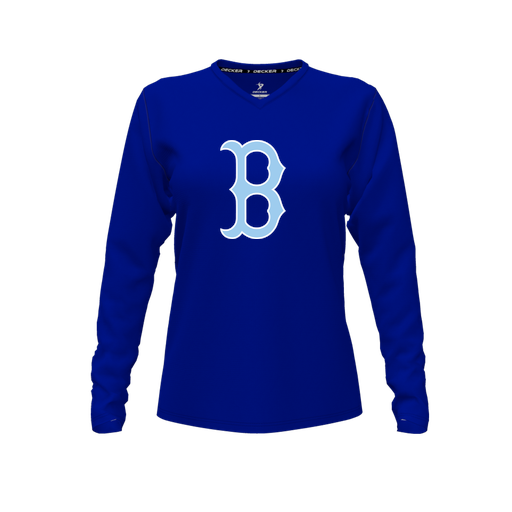 [FTLVCFRY-FYXS-LOGO3] Decker Comfort T-Shirt (Female Youth XS, Royal, V Neck, Logo 3, Long Sleeve)