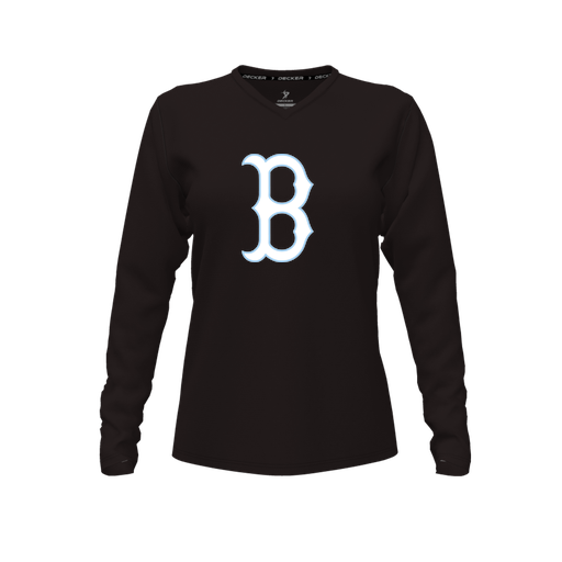 [FTLVPTBK-FYXS-LOGO2] Decker Performance T-Shirt (Female Youth XS, Black, V Neck, Logo 2, Long Sleeve)