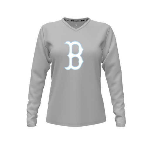 [FTLVPTGY-FYXS-LOGO2] Decker Performance T-Shirt (Female Youth XS, Gray, V Neck, Logo 2, Long Sleeve)