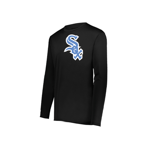 [222823.080.S-LOGO1] Youth LS Smooth Sport Shirt (Youth S, Black, Logo 1)