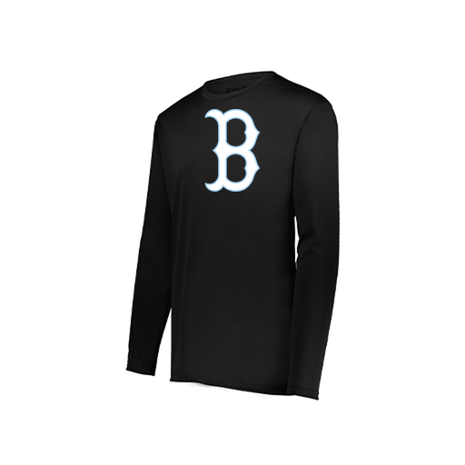 [222823.080.S-LOGO2] Youth LS Smooth Sport Shirt (Youth S, Black, Logo 2)