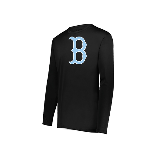[222823.080.S-LOGO3] Youth LS Smooth Sport Shirt (Youth S, Black, Logo 3)
