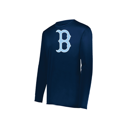 [222823.065.S-LOGO3] Youth LS Smooth Sport Shirt (Youth S, Navy, Logo 3)