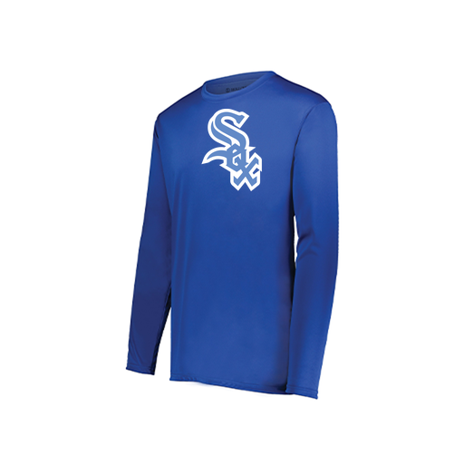 [222823.060.S-LOGO1] Youth LS Smooth Sport Shirt (Youth S, Royal, Logo 1)