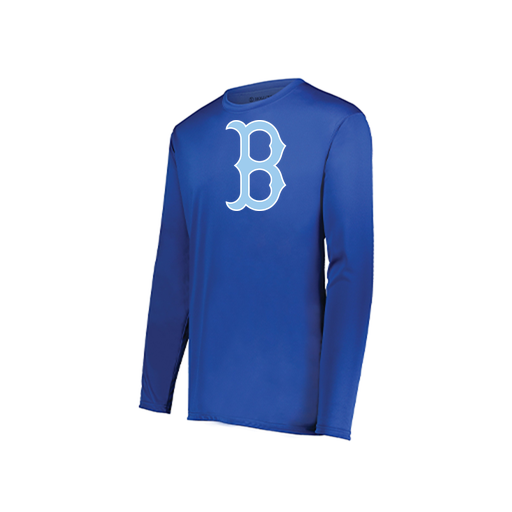 [222823.060.S-LOGO3] Youth LS Smooth Sport Shirt (Youth S, Royal, Logo 3)