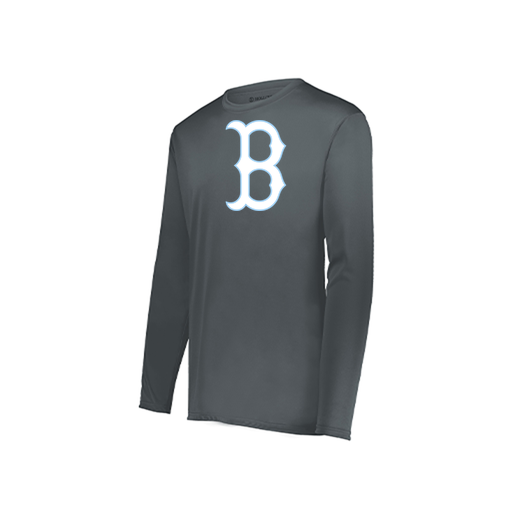 [222823.059.S-LOGO2] Youth LS Smooth Sport Shirt (Youth S, Gray, Logo 2)