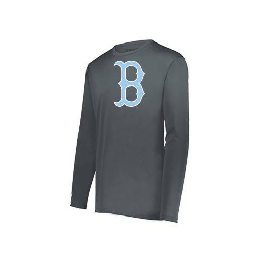 [222823.059.S-LOGO3] Youth LS Smooth Sport Shirt (Youth S, Gray, Logo 3)