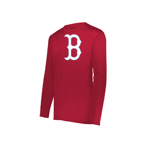 [222823.083.S-LOGO2] Youth LS Smooth Sport Shirt (Youth S, Red, Logo 2)
