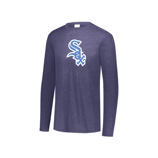 [3076.72N.S-LOGO1] Youth LS Ultra-blend T-Shirt (Youth S, Navy, Logo 1)