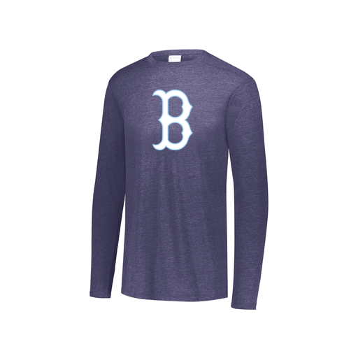 [3076.72N.S-LOGO2] Youth LS Ultra-blend T-Shirt (Youth S, Navy, Logo 2)