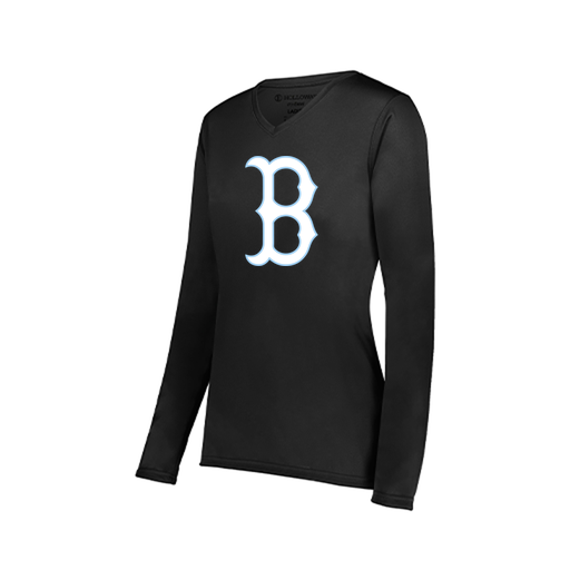[222824.080.S-LOGO2] Ladies LS Smooth Sport Shirt (Female Adult S, Black, Logo 2)