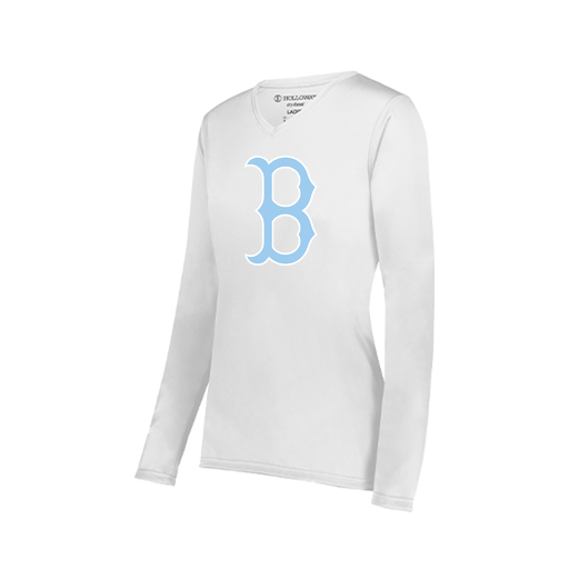 [222824.005.S-LOGO3] Ladies LS Smooth Sport Shirt (Female Adult S, White, Logo 3)