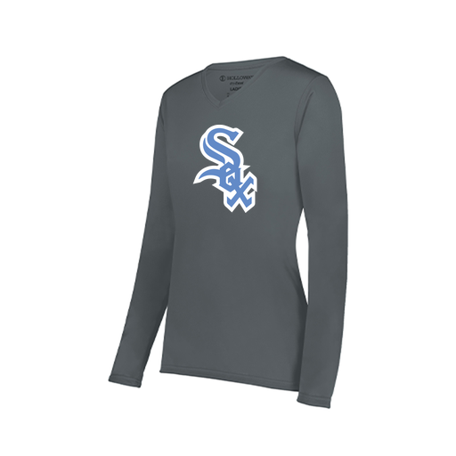 [222824.059.S-LOGO1] Ladies LS Smooth Sport Shirt (Female Adult S, Gray, Logo 1)